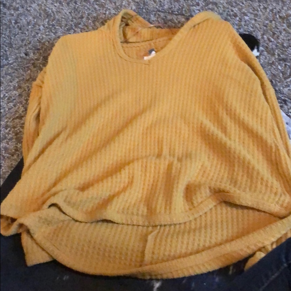 mustard waffle knit hoodie